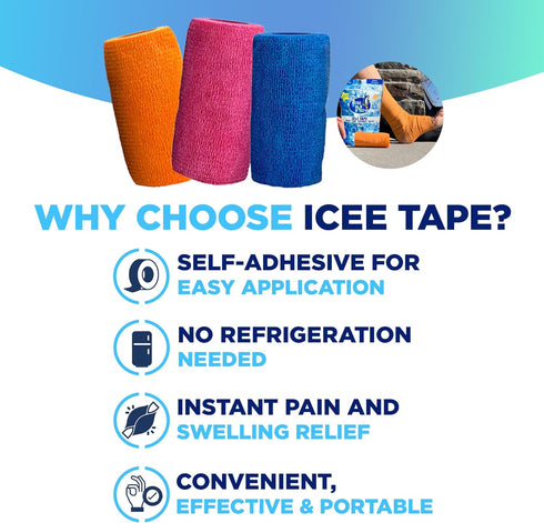 IceeNow - Ice Bandage Wrap Tape, Self Sticking Bandage Wrap, Instant Cold Compress Compression Tape Wrap, Athletic Muscle Tape, Athlete Tape for P...