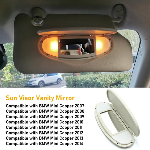 Compatible with 2007-2014 Mini Cooper Sun Visor Vanity Mirror Cover,Front Visor Illuminated Mirror Cover Replacement R55/56/60 for Left/Right,1PCS...
