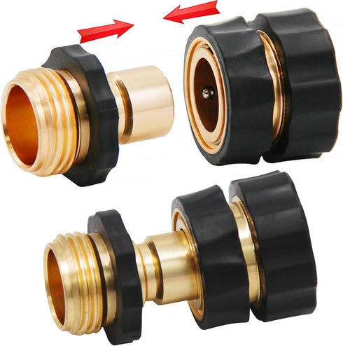 Triumpeek 3/4" Garden Hose Connector, 6 Sets Garden Hose Quick Connect Fittings, Male and Female Quick Release Garden Hose Connector...