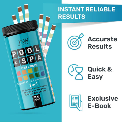 Pool Test Strips 7-in-1, 150 Quick and Accurate Pool and Hot Tub Test Strips - Pool Water Testing Kit for Chlorine, Bromine, pH, Hardness, More - ...
