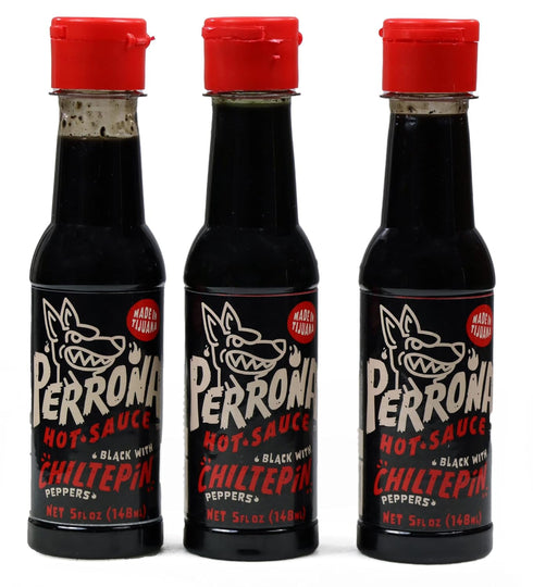 La Perrona Negra Seafood Hot Sauce 5 Ounce Bottle | Black Marisco Salsa Picante | Extra Spicy | Handmade | 3 Pack...