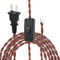 RTNLIT 16.4Ft Twisted Cloth Covered Lamp Cord with Switch Button and Molded Plug,18-Gauge Fabric Electrical Cord, Stripped Ends Ready for Wiring(5...