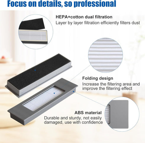 Replacement Filters for ECOVACS Deebot Ozmo T8 T8+ T8 Aivi T8 AIVI+ T8 MAX T9+ T5 N8+ / N8+ N8 Pro N8 Pro + / N8 Pro+ N10 + N7 OZMO 920 950 for Ye...
