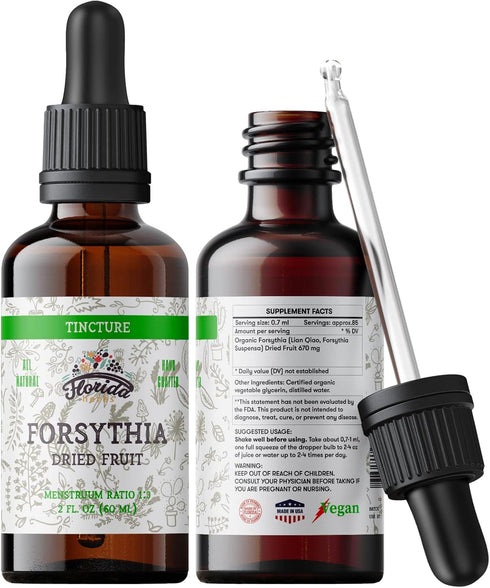 Forsythia Tincture, Organic Forsythia Extract (Lian Qiao, Forsythia Suspensa) Health Supplement, Non-GMO in Cold-Pressed Organic Vegetable Glyceri...