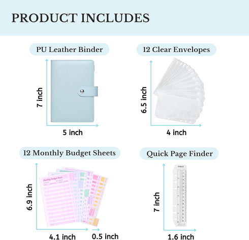 Budget Binder With Zipper Envelopes - A6 Budget Binder Wallet, Bulk Cash Envelope & Budget Planner Expense Sheets, Money saving binder Budget Book...