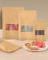 100pcs Kraft Bags with Window 3.5x5.5 Inches Brown Reusable Sealable Zip Lock Food Storage Stand up Paper Pouches for Home or Business...