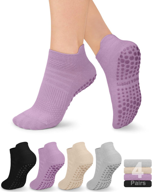 yeuG Non Slip Pilates Socks with Grips for Women, Grip Socks for Yoga Ballet Barefoot Workout Anti Skid Athletic Socks...