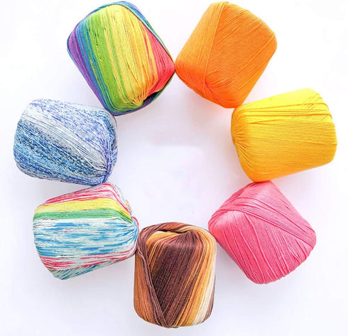 Lace Thread Soft Cotton Yarn for Crochet: Sky Blue Variegated Thread for DIY Knitting Projects Perfect for Scarves Hats and Crafting...