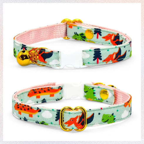 Cute Dinosaur Cat Bow Tie Collar, Green Cat Collar, Breakaway with Bell, Safety Plastic Buckle Collar for Cats...
