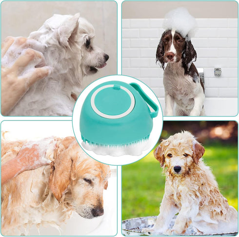 WishLotus Pet Bath Brush, Soft Silicone Cat Grooming Brush Dog Bath Massage Brush Shampoo Dispenser Heart-Shaped Multifunctional Bath Brush for Pe...