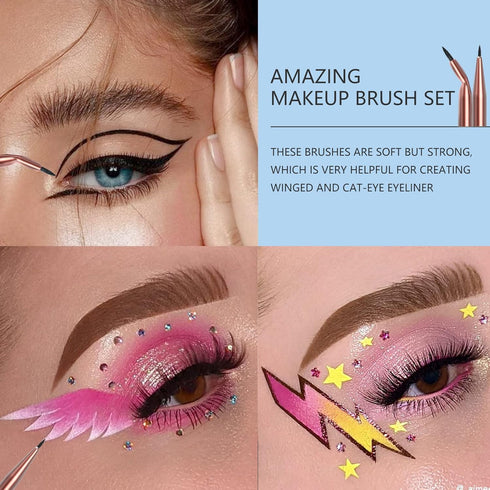 Eyeliner Brush Set Bent Gel Liner Makeup Brushes Angled Line Brush Fine Point Brush Precision Detail Eyeliner Brush with Cruelty Free Bristles Per...