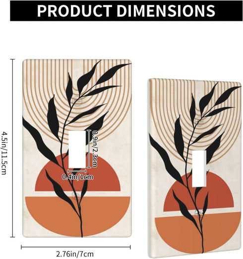 Boho Modern Leaves Single Toggle Light Switch Plate Decorative Electrical Wall Plates, 1 Gang Light Switch Cover Plate 2.75" X 4.5" For Kitchen Be...