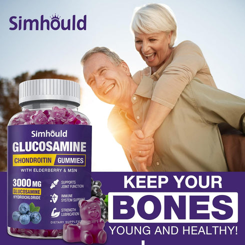 Glucosamine Chondroitin Gummies - 3000MG Extra Strength Joint Support Supplement with MSM & Elderberry, Flexibility, Antioxidant Immune Support Gu...