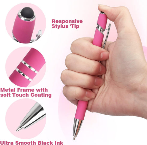 8 Pack Ballpoint Pen 2-in-1 Stylus Retractable Ballpoint Pen with Stylus tip, Metal Stylus Pen for Touch Screens, 1.0 mm Black Ink......