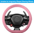 Spurtar Pink Steering Wheel Cover Women Girls, Soft Pink Car Accessories Ultra Thin Silicone Texture Cute Steering Wheel Covers, Fit Diamenter 15"...