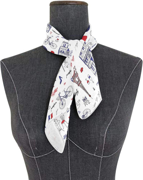 Square Scarf Paris Eiffel Tower Silk Feeling Bandanas Head Scarfs Hair Wraping Neckerchief for Women 23.6 Inch...