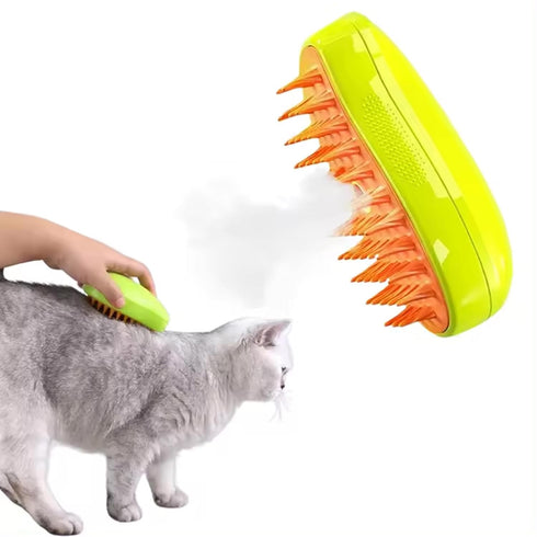 Cat Steam Brush - 3 in 1 Silicone Massage Grooming Brush, Pet Hair Cleaning Brush Comb for Cats and Dogs, Removes Tangles and Loose Hair (Green)...