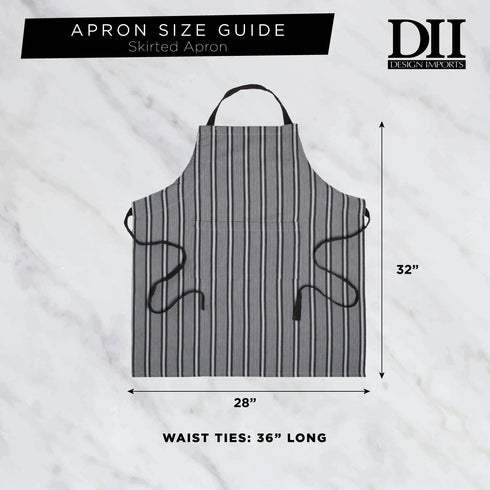 DII French Stripe, Kitchen Collection, Chef Apron, Chambray Gray...