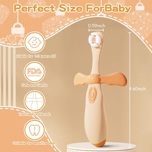 2PCS Infant-to-Toddler Training Toothbrush for 0-3 Years Old Baby Toothbrushes Cute Dinosaur Toddler Toothbrushes Baby's First Toothbrush...