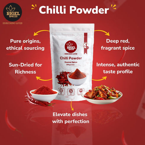 Rigel Spices | Chilli Powder 7 oz | Spicy Kick for Vibrant Culinary Adventures...