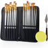 15 Pieces Paint Brush Set,with Palette Knife and Sponge and Carrying Case, for Acrylic, Oil, Watercolor and Gouache Painting...