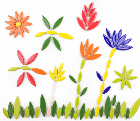 200g Ceramic Mosaic DIY Set Colorful Petal Ceramics Leafy Vein Mosaic Tiles Craft Materials Mosaic Art Materials - Red...