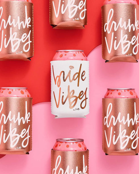 xo, Fetti Bachelorette Party Bride Vibes Can Cooler - White + Rose Gold, 10 Count | Neoprene Holder, Drink Sleeve,Bridal Shower, Engagement Party ...