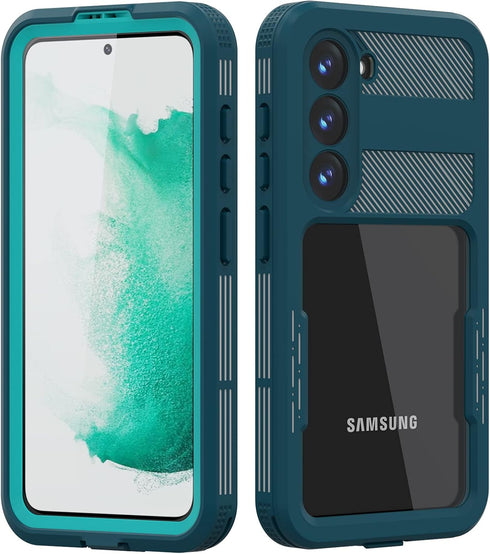 Samsung Galaxy S23 Waterproof Case, Built-in Screen Protector, IP68 Shockproof Full-Sealed Rugged Cover 6.1" - Clear Blue...