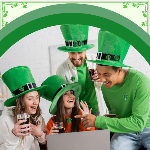 72 Pcs St. Patrick's Day Clover Lapel Pins Include Four Leaf Clover Lapel Pin Brooches with Blessing Cards and Organza Gift Bags Irish Four Leaf C...