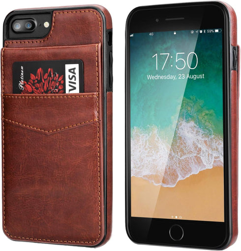 KIHUWEY for iPhone 7/8 Plus Case Wallet with Credit Card Holder, Premium Leather Magnetic Clasp Kickstand Heavy Duty Protective Cover for iPhone 7...