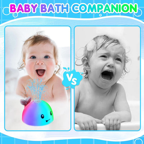 Baby Bath Toys, Whale Bath Toy Sprinkler for Kids Ages 0-2 1-3, Light Up Bathtub Fountain Water Table Pool Toys for Toddlers Infants 6-12 12-18 Mo...