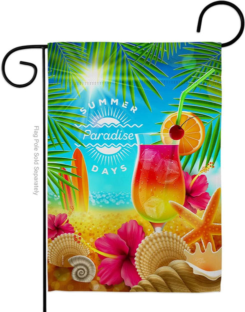 Breeze Decor Summer in Paradise Garden Flag Fun The Sun Beach Pool Luau Tropical Party Season Outdoor Summertime Sunny House Decoration Banner Sma...