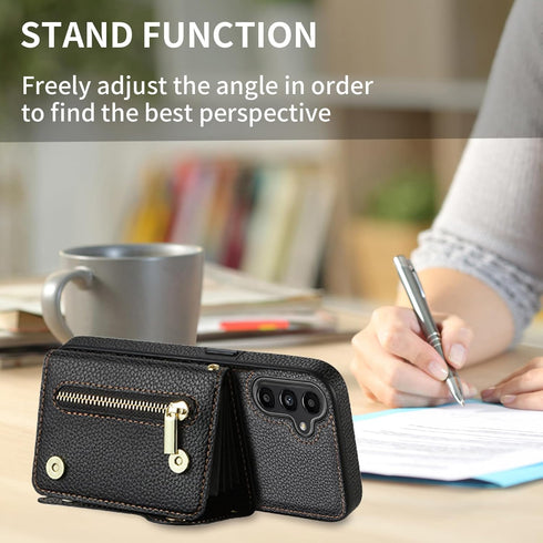 Asuwish Phone Case for Samsung Galaxy A15 5G Zipper Wallet Cover with Tempered Glass Screen Protector and Credit Card Holder Crossbody Strap Long ...