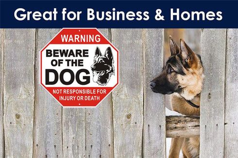 Warning Beware of Dog Sign 10 x 10 Inches - Rust Free Aluminum Dog Warning Signs, Not Responsible for Injury Or Death Warning Dog Sign for Home, B...