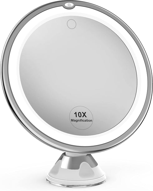 Venigo Upgraded 10x Makeup Mirror with Touch Control, Powerful Locking Suction Cup, and 360 Degree Rotating,Magnifying Mirror with lights for Home...
