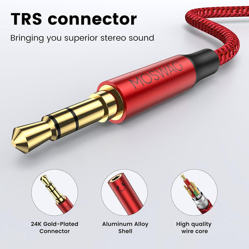 MOSWAG Earphone Splitter Headphone Splitter Adapter, 3.5mm Male to Audio Microphone Y Splitter Cable, 2 Dual 3.5mm Female Audio for iPhone Samsung...