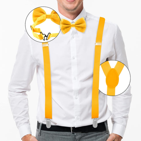 Bow Tie and Suspenders for Men, Adjustable Derby Wedding Gatsby Costume Mens Bow Ties and Suspenders Bowtie Bretelles for Men...