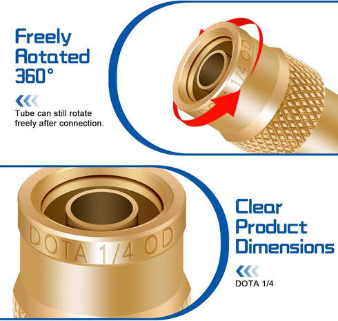 Boltigen 1/4inch Brass Air Brake Line Fitting, 4PCS DOT Push to Connect Brake Line Fitting, 1/4inch OD Air Brake Fitting for Semi Trucks,Cars and ...