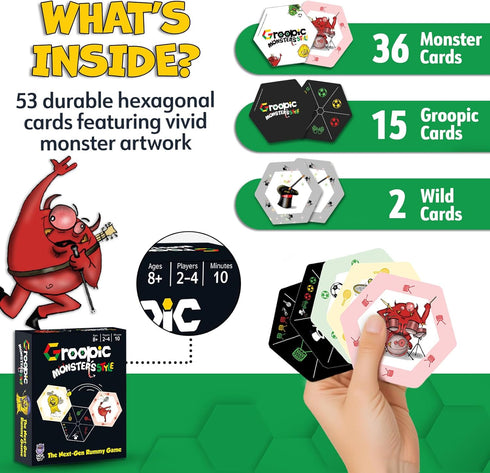 Groopic Monster's Style - A Rummy Strategy Card Game | Kids Card Games | Fun Family Game Night | Travel & Camping Games for Kids 8-12 & Adults | F...