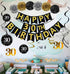 Black & Gold Glittery Happy 30th Birthday Banner,Poms,Sparkling 30 Hanging Swirls Kit for 30th Birthday Party 30th Anniversary Decorations Supplie...