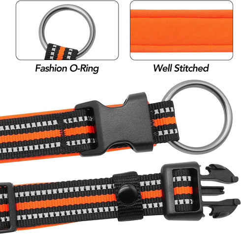 Reflective Dog Collar, Ultra Comfortable Soft Neoprene Padded Dog Collar, High Visibility Thick Nylon Dog Collars, Adjustable for Small/Medium/Lar...