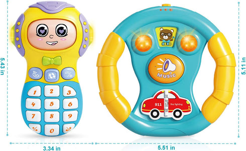 TOY Life Baby Cell Phone Toys for Toddlers 1-3, Play Phone for Toddler, Kids Steering Wheel Toy, Infant Toys 6-12 Months, Baby Boy Light Up Musica...