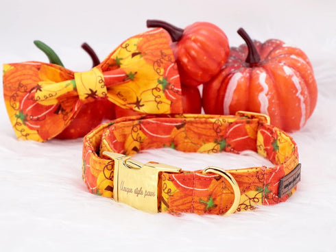 Unique style paws Halloween Dog Collar, Pumpkin Pet Collar Dog Bowtie Gift for Girl or Boy Dogs, Adjustable Dog Collar for Medium Dogs...
