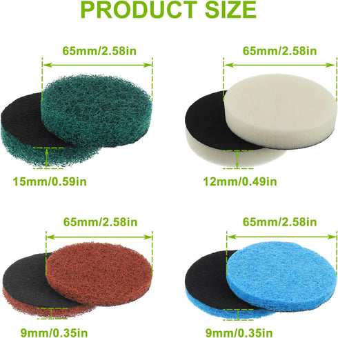 16pcs Electric Cleaning Brush Pad Set 4 Foam Pads 4 Kitchen Mats 4 Heavy Duty Pads 4 Microfibre Pads fit for Bosch Home/Garden 6033 Battery Cleani...