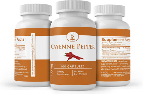 Pure Original Ingredients Cayenne Pepper, (100 Capsules) Always Pure, No Additives Or Fillers, Lab Verified...