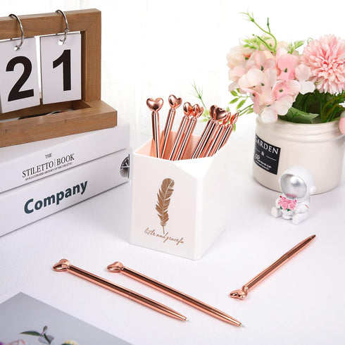 Chinco 12 Pieces Heart Shaped Pens Black Ink Retractable Metal Decorative Cute Pens for Women Girl Heart Writing Ballpoint Pens for Wedding Baby S...