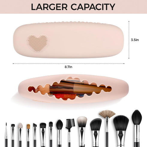 2 Pcs Travel Makeup Brush Holder, Silicone Makeup Brush Holder Travel Cosmetic Bag Soft Portable Cosmetic Face Brushes Holder Makeup Brush Bag Tra...