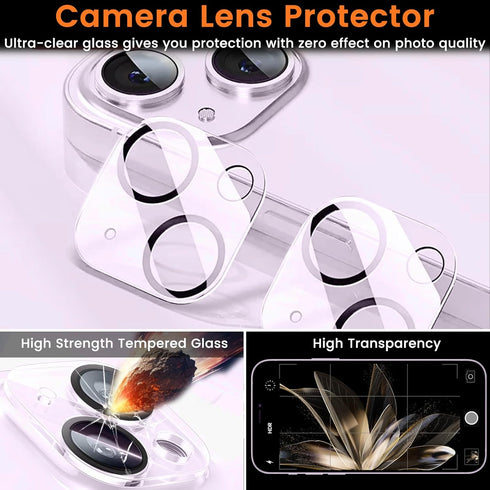 3+3 Pack Privacy Screen Protector for iPhone 14 Plus 6.7-Inch with 3 Pack Camera Lens Protector, Anti Spy Tempered Glass Film 9H Hardness Bubble F...