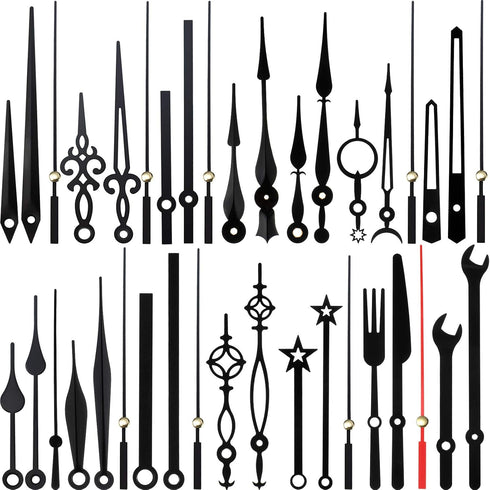 Mudder 14 Styles Black Clock Hands Only Clock Movements Clock Mechanisms, Non Ticking Hands, Clock Hands Replacement Kit Made of Aluminum, DIY Clo...