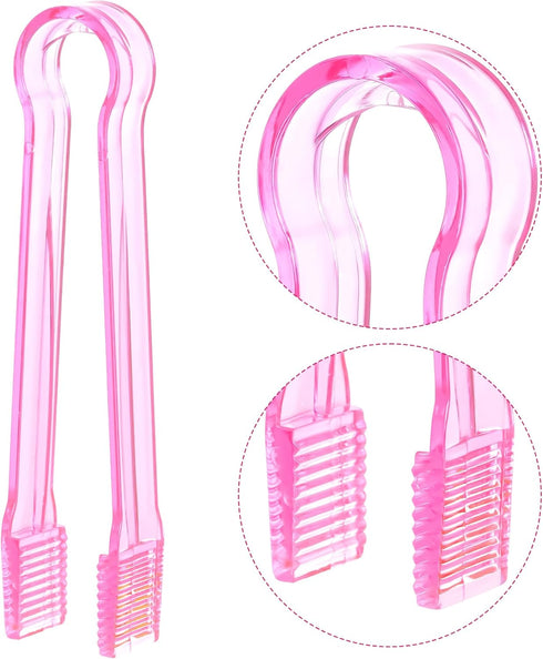 10 Pcs Plastic Buffet Serving Tongs, Clear Pink Kitchen Tongs Mini Serving Utensil Tongs for Food Ice Salad Buffet Barbecue Cookies, 6.3 Inches...